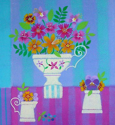 Fantasy Bouquet in Tea Cup-6x6