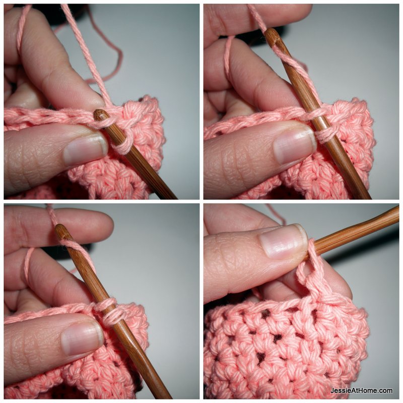 sc-in-front-loop-only-Free-Crochet-Pattern-Bath-Mitt-Spa-Set