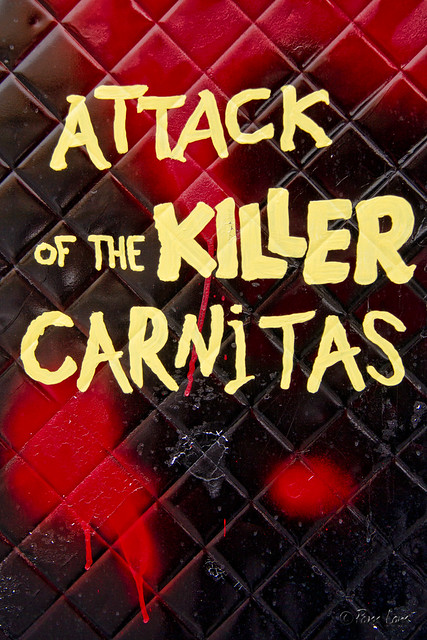 Attack of the Killer Carnitas food truck sign