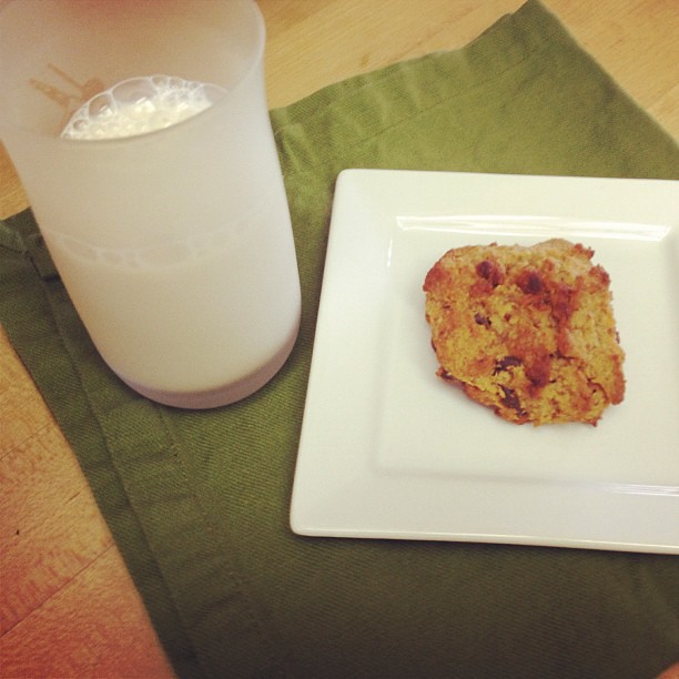 Last night's dessert: Paleo Chocolate Chip Cookies + Coconut Almond Milk. DELICIOUS!
