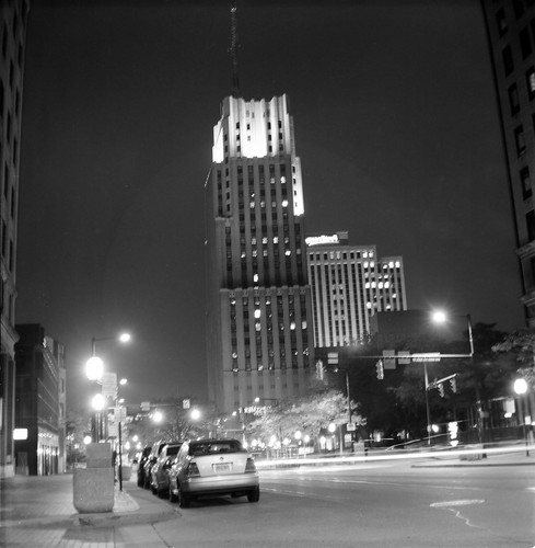 First National Bank Building at Night