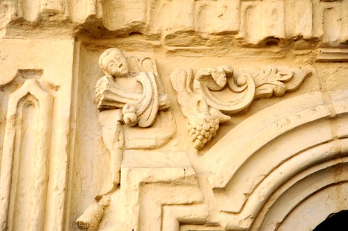 Figure in the architecture, cornucopia, arch, San Carlos Cathedral, The Royal Parish Chapel, 500 Church St, Monterey, California, USA by Wonderlane
