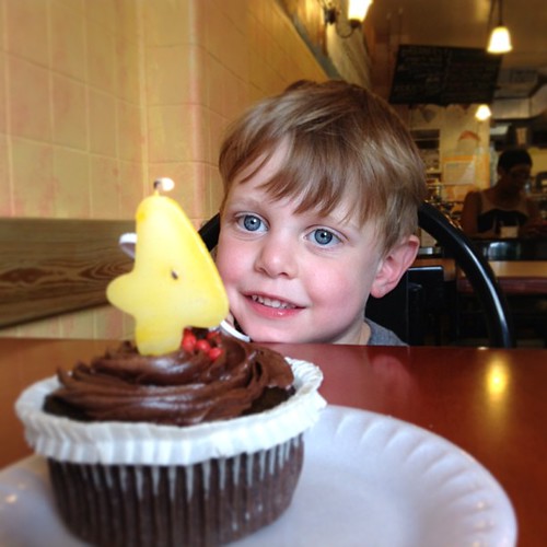 He woke up in time for a GF cupcake at Sweet 27 in Baltimore.