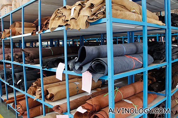 Storeroom for rolls of leather 