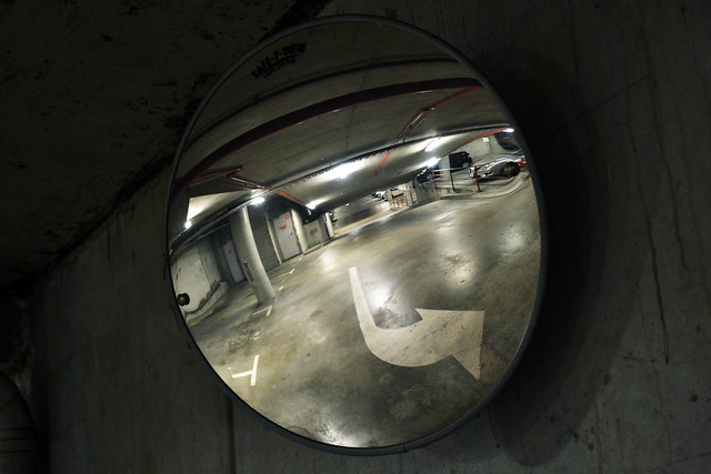 A photo where a mirror is a major element - Car park corner mirror
