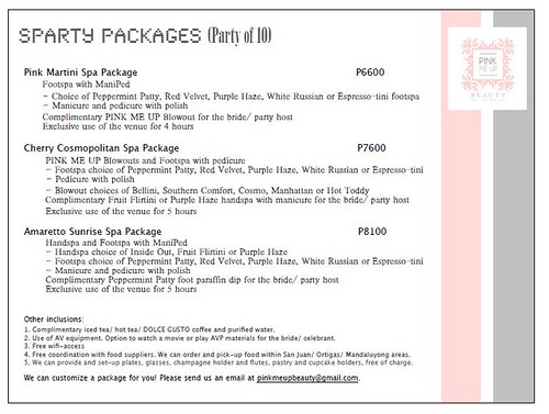 Pink Me Up Spa Party Package for 10