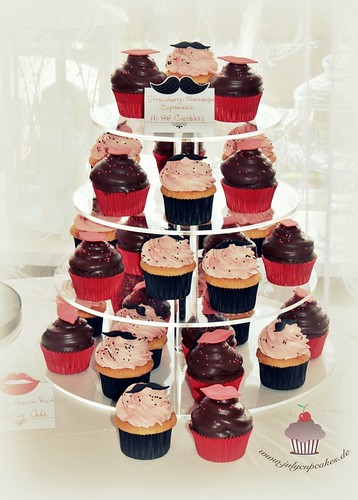 Lips and Mustache Wedding Cupcake Tower