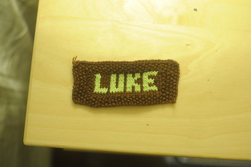 Knitted nametag