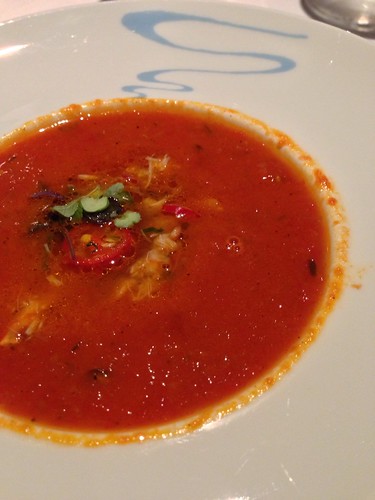 Tuscany-style Tomato Soup with King Crab & Basil Foam - LaBrezza