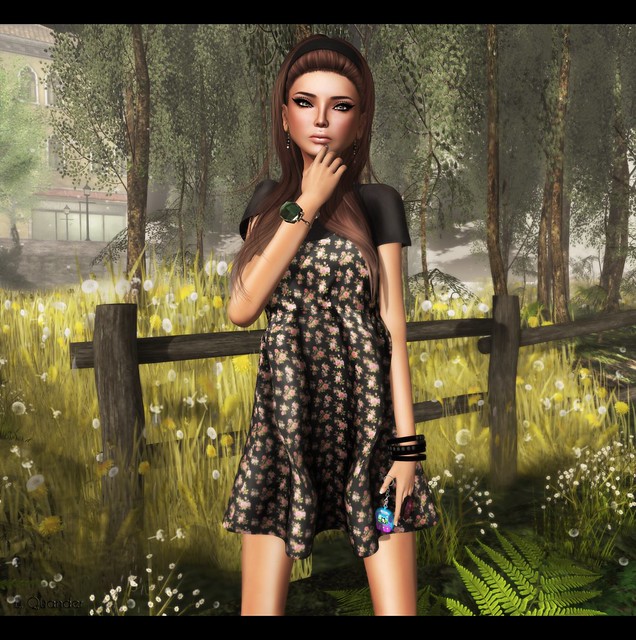 Last Day For June C88 feat -tb- Spaghetti Strap Dress  - Black Floral by Julliette Westerburg - Close