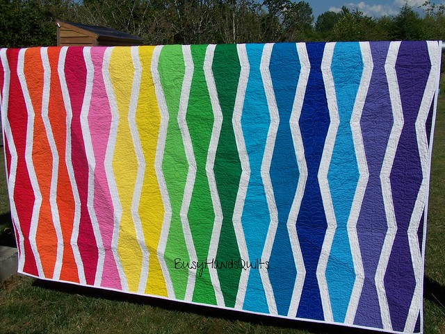 Rainbow Wave Quilt in Twin Size