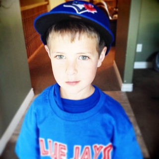 First practice. He's waited 3 years to get to play t-ball. #ilove5yearolds #tball #bluejays