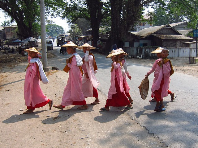 Nuns Crossing the Street in Hsipaw