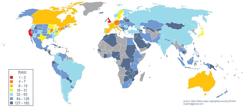 Countries map US-World Economics