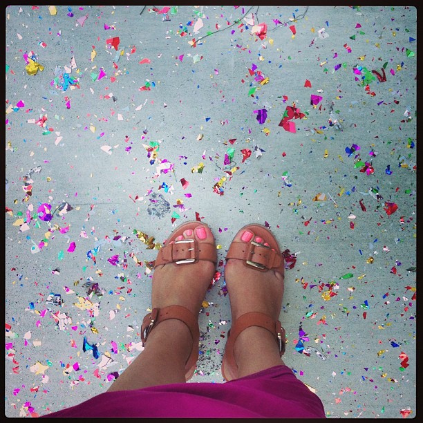 Glitter bombed! #fromwhereistand #confetti #sandals #kelsidagger #sf