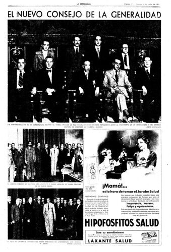 La Vanguardia 1 de julio de 1937, el nuevo consejo de la Generalidad, foto Agustí Centelles i Ossó (c) 2013 Archivos Estatales, MECyD, CENTRO DOCUMENTAL DE LA MEMORIA HISTÓRICA, todos los derechos reservados. by Octavi Centelles