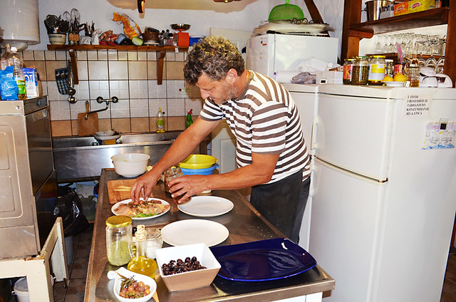 Mate prepares lunch, Konoba Lambik, Hvar, Croatia