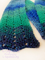 Close-up of one of the wavy ends of the scarf.