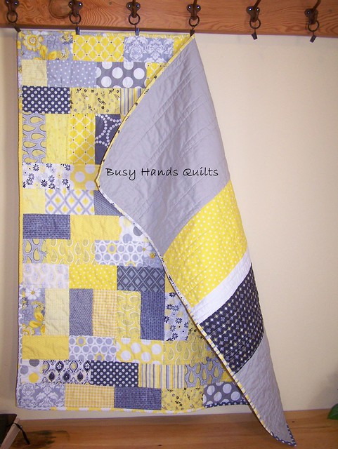 Gray and Yellow Baby Brick Quilt
