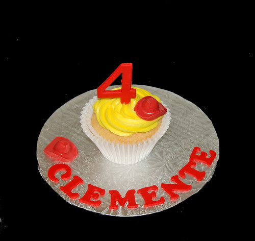 4th birthday personalized jumbo cupcake for firetruck birthday