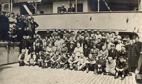 Captured crew and passengers of the merchant ship 'Port Wellington', on board German auxilliary cruiser (hilfskreuzer) 'Pinguin'. November 1940.