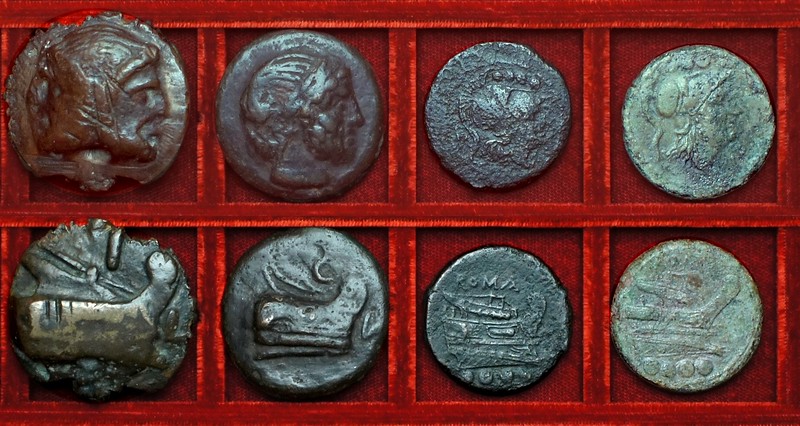 RRC 043 L Luceria aes grave as and semis and struck trientes, Ahala collection, coins of the Roman Republic