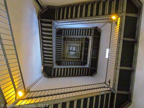 The stairs spiral upward inside the High Point Monument, High Point State Park, New Jersey