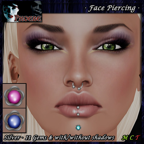 *P* Woman Face Piercing Q8 ~Silver-11 Gems~