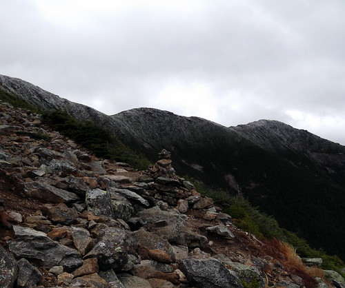Cairns on a rocky train in the White Mountains of NH