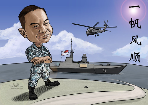 digital caricature for Singapore Navy