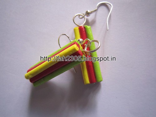 Handmade Jewelry - Rolled Bar Paper Earrings (Square) (2) by fah2305