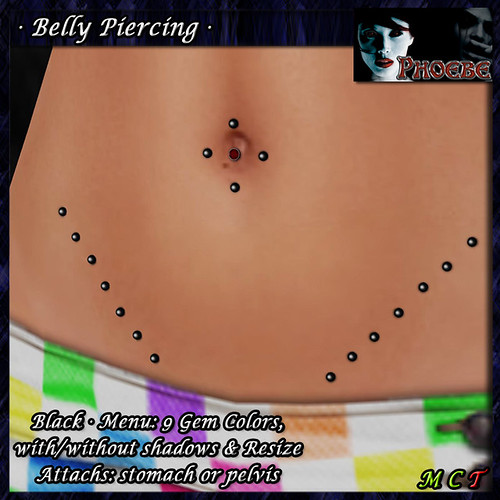 *P* Belly Piercing M5 ~Black-9 Gem Colors~