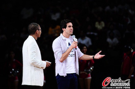 July 1st, 2013 - Brazilian soccer star says a few words to the crowd in Beijing