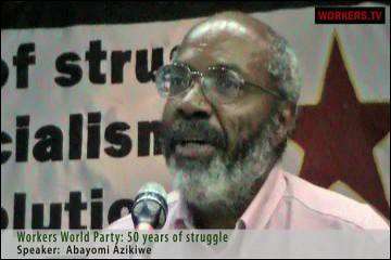 Abayomi Azikiwe, editor of the Pan-African News Wire, addressing the Workers World annual conference in New York City during November 2009. Azikiwe is a frequent lecturer on African and world affairs. by Pan-African News Wire File Photos