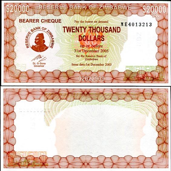 20 000 Dollars Zimbabwe 2004-6, Pick 23