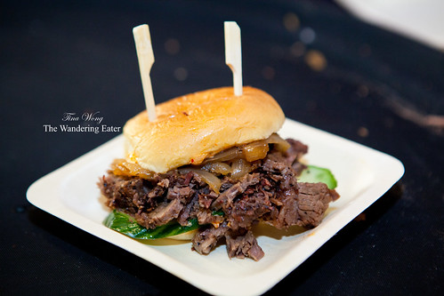 Belted Cow BBQ (Vermont) - Wagyu brisket slider with hibachi onions and kimchi mayonnaise