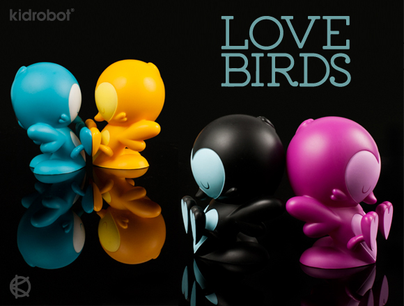 Lovebirds Teal Black Purple Orange Editions by Kronk x Kidrobot And Not 