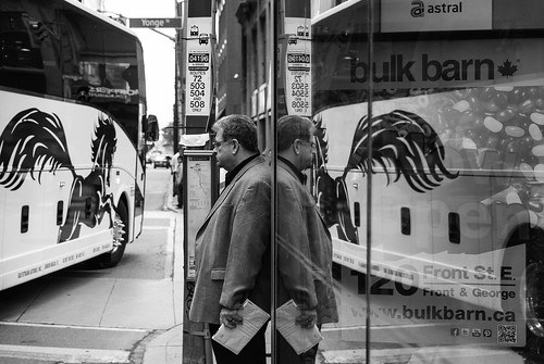 Reflecting with the King car and the big bus turn - #159/365 by PJMixer
