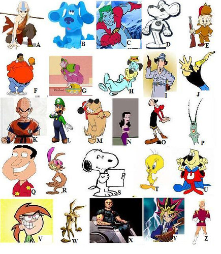 Cartoon Characters (A-Z) Picture Quiz