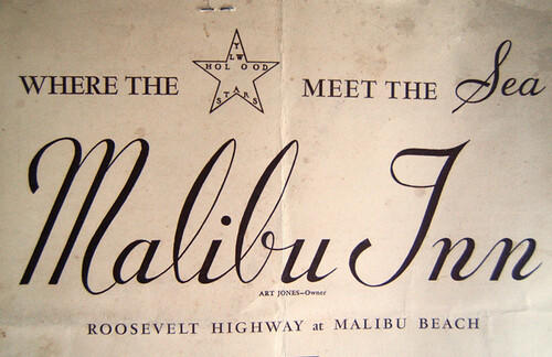 malibu inn menu slogan where the stars meet the sea maybe circa 1930s