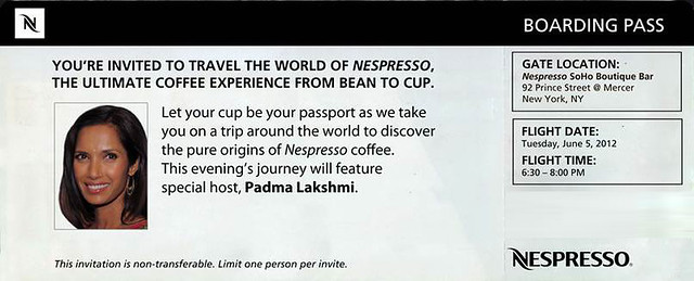nespresso - invite with Padma Lakshmi