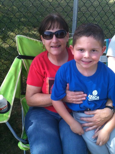 Mom and Zach At Zach's T-Ball Game 5-5-2012