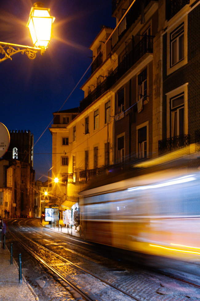 Lisbon tram streetcar night