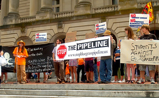 Sue Massek at pipeline petition delivery