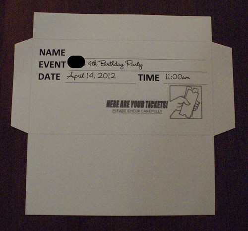Ticket envelope before folding