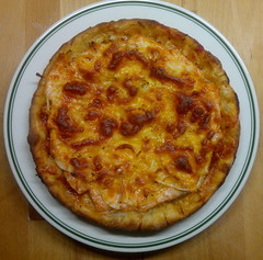 Homemade salmon pizza