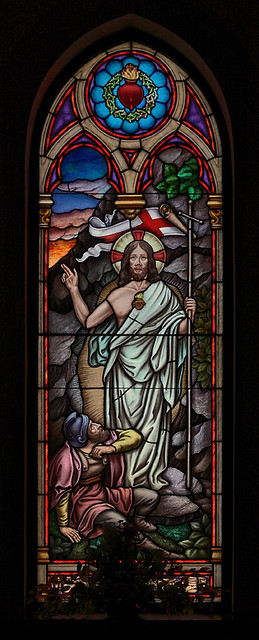 Most Sacred Heart Church, in Eureka, Missouri, USA - stained glass window of the Resurrected Christ