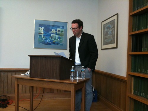 Harris Feinsold introducing Nathaniel Tarn before his reading