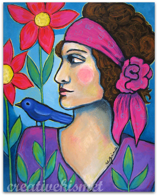 woman with bird by Regina Lord