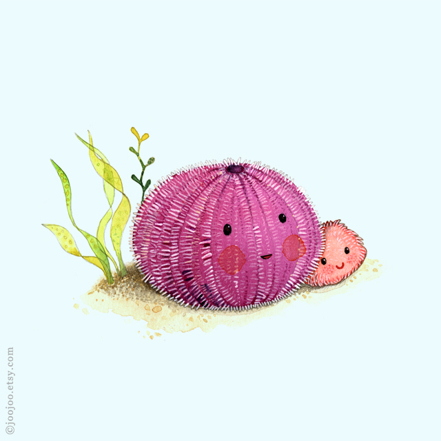 Urchin watercolor painting